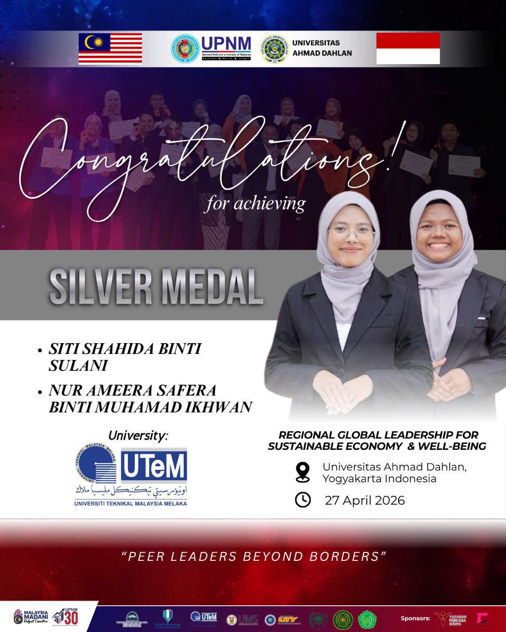 Mahasiswa UTeM Menang Emas Kepimpinan Global di Indonesia 2