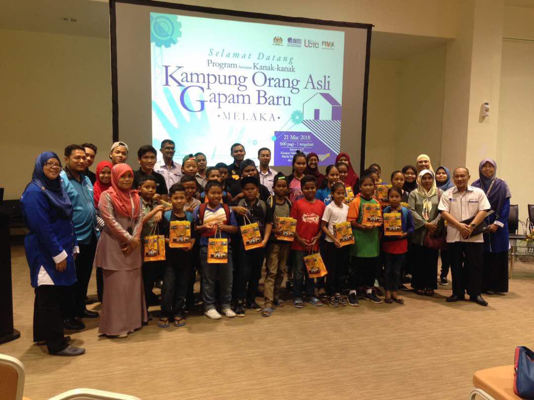 Pusat Pembangunan Komuniti dan I-CoE, Pejabat Penolong Naib Canselor (Jaringan Industri dan Masyarakat) Universiti Teknikal Malaysia Melaka (UTeM) bersama Jawatankuasa Khidmat Masyarakat Fakulti Teknologi Maklumat dan Komunikasi (FTMK)  telah menganjurkan Program Bersama Kanak-Kanak Kampung Orang Asli Gapam Baru bertempat di Samsung IoT dan Dewan Seminar FTMK